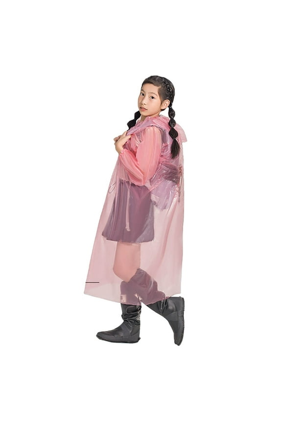 Spring and Fall Boys and Girls Plain Color Button Down Thick Poncho Raincoats Rain Ponchos, Size 4-12 Years