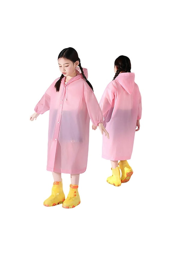 Spring and Fall Boys and Girls Plain Color Button Down Thick Poncho Raincoats Rain Ponchos, Size 4-9 Years