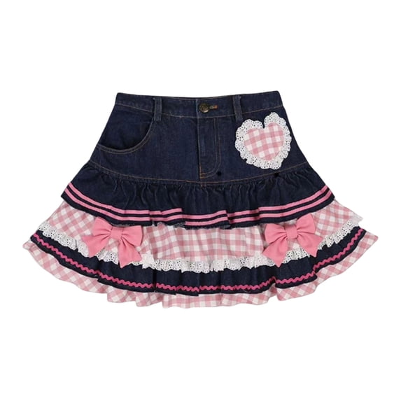 oqasdz Stylish Casual Denim Skirts for Women with Textured Pleats for Everyday Wear Comfortable Soft and Versatile Fashion Casual Wear