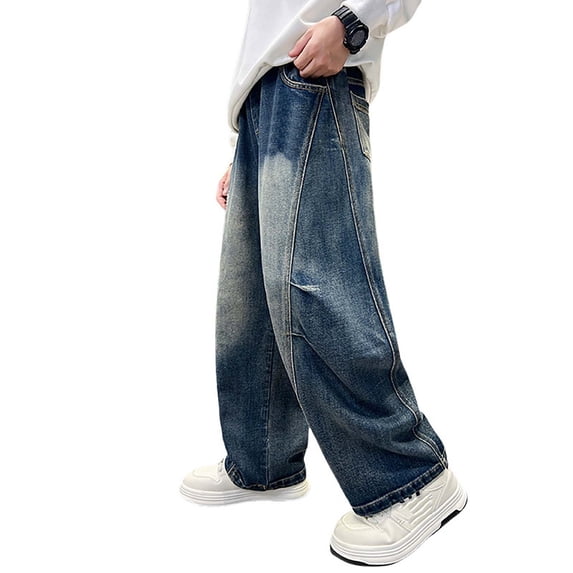 oqasdz Stylish and Straight Leg Pants for Big Boys Wide Leg Trousers for Kids School Wear Comfort Fit Casual Outdoor