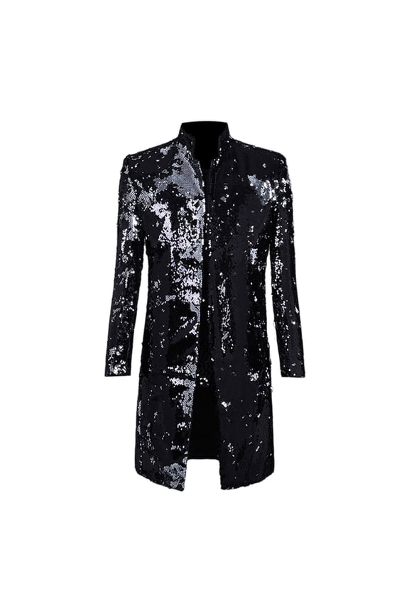 Suit Jacket for Men Prom Party Suit Fashion Sequin Slim Fit Long Sleeve Youth Lapel Performance Suit Coat Top,Size XL