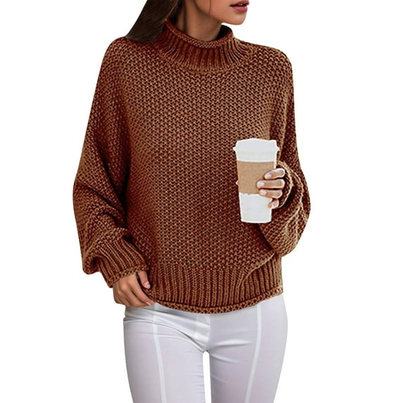 oqasdz Sweaters for Women Fashion Fall Winter Knitted Sweaters Thickened Thread Pullover Turtleneck Warm Sweater Top Casual Cozy Daily Wear