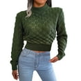 thumbnail image 1 of oqasdz Sweaters for Women Turtleneck Crop Sweater Long Sleeve Solid Color Pullover Knit Jumper Top Sweaters Fashion Casual Versatile, 1 of 6
