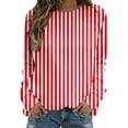 thumbnail image 1 of oqasdz Sweatshirt for Women Fashion Striped Crewneck Long Sleeve Pullover Knit Pullover Top Festival Celebration Comfort Cozy Casual Outdoor, 1 of 5