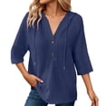 thumbnail image 1 of oqasdz Sweatshirt for Women Knit Quarter Sleeve Button Front Pullover Solid Color Loose Lightweight Top Versatile Casual Outdoor, 1 of 6