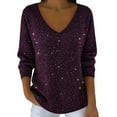 thumbnail image 1 of oqasdz Sweatshirt for Women Sequin Drop Shoulder Long Sleeve Performance Festival for V Neck Interior Comfort Cozy Casual Outdoor, 1 of 5