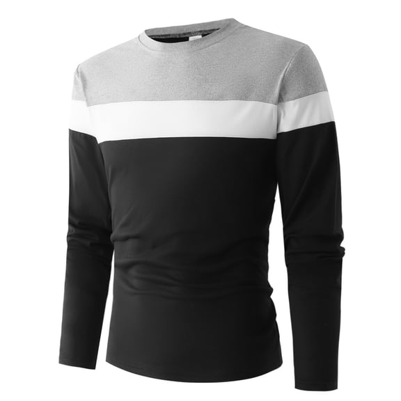 oqasdz Sweatshirts for Men Color Block Round Neck Long Sleeve Slim Fit Warm Casual Outwear Work Stylish Pullover