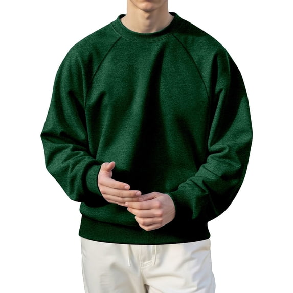 oqasdz Sweatshirts for Men Crewneck Lined Raglan Sleeve Solid Color Sports Athletic Pullover Top Streetwear Comfort Cozy Casual Outdoor