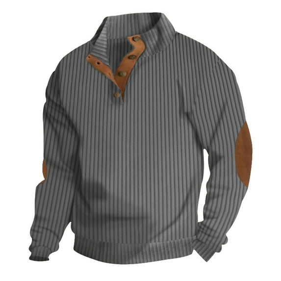 oqasdz Sweatshirts for Men Fashion Casual Relaxed Comfortable Solid Color Long Sleeve Stand Button Hoodie Pullover