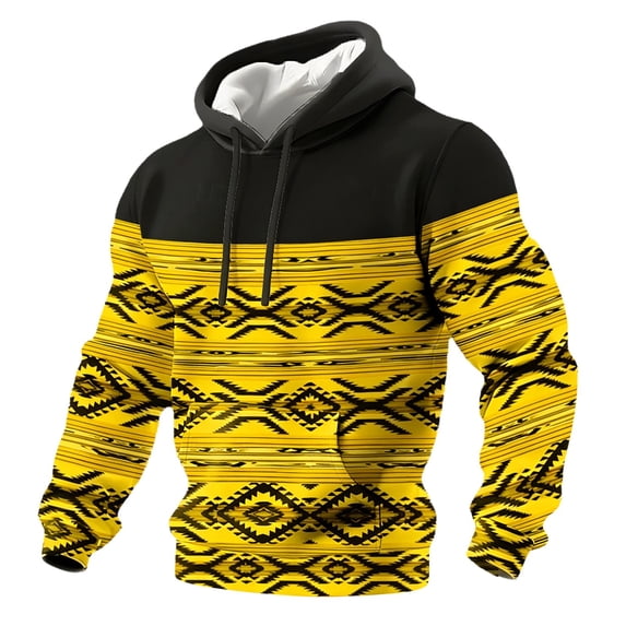oqasdz Sweatshirts for Men Hooded Striped Stylish Print Hooded Pullover with Pocket Long Sleeve Loose Top Versatile Casual Dailywear