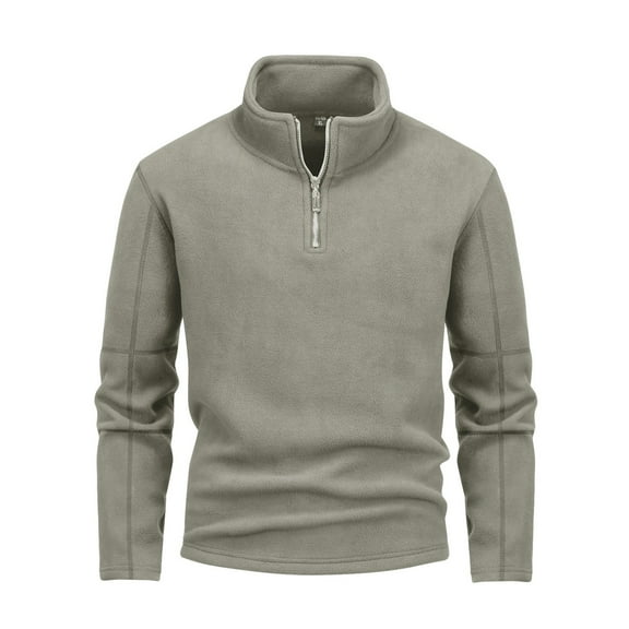oqasdz Sweatshirts for Men Standing Collar Half Zip Long Sleeve Solid Color Thickend Slim Loose Work Outwear Pullover