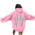 thumbnail image 1 of oqasdz Sweatshirts for Women Fall Hoodies with Angel Print Solid Color Long Sleeve Pullover Streetwear Versatile Casual Dailywear, 1 of 5