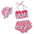 thumbnail image 1 of oqasdz Swimsuit for Girls Toddler Baby Halter Neck Bathing Suit Tankni Sets with Sun Cap Swimwear 3 Piece Outfit Summer Vacation, 1 of 6