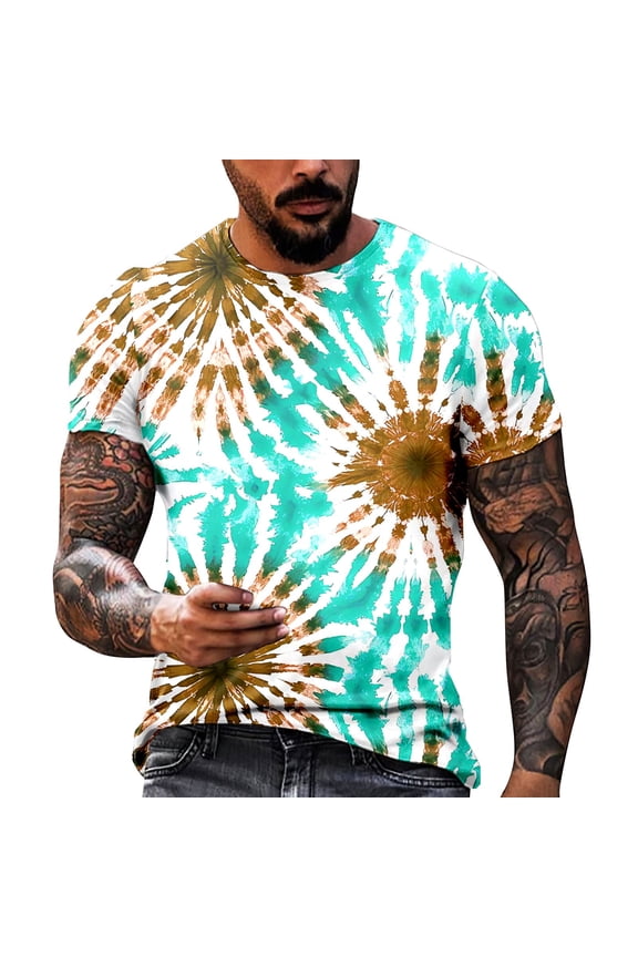 T Shirts for Man Summer Casual Fashion Father's Day Printed Hooded Short Sleeved Tee Top