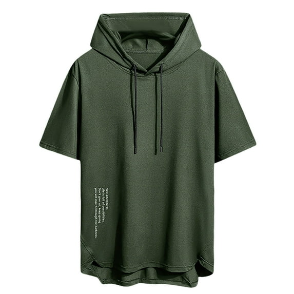 oqasdz T Shirts for Man Summer Outdoor Sports Casual Style Loose Hooded Short Sleeve Tee Top