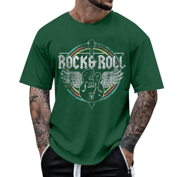 oqasdz T Shirts for Man for Outdoor Casual Wear Relaxed Fit Rock and Roll Graphic for Summer and Fall Tee Top
