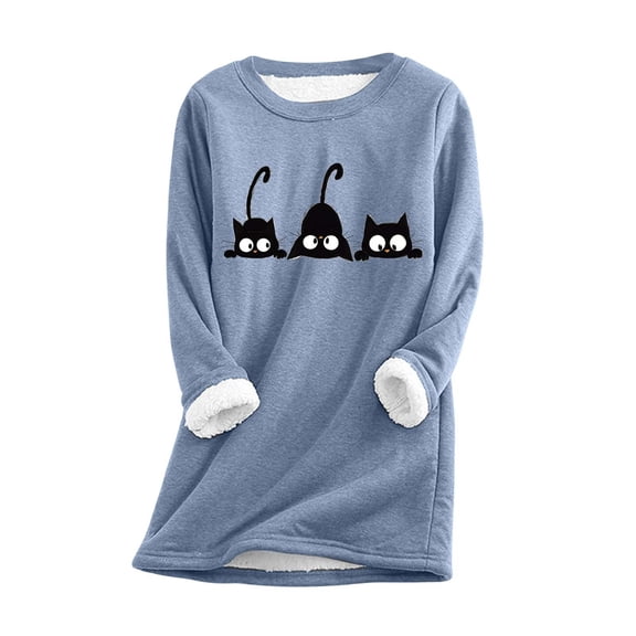 oqasdz Thermal Underwear for Women Casual Loose Fit Round Neck Pullover Top with Animal Print Long Sleeve Fashion Versatile Warm Long Thermal Tunnic Top