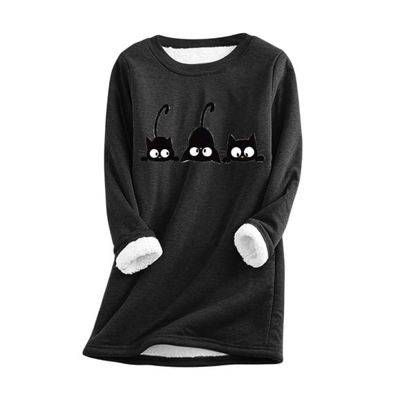 oqasdz Thermal Underwear for Women Casual Loose Fit Round Neck Pullover Top with Animal Print Long Sleeve Fashion Versatile Warm Long Thermal Tunnic Top