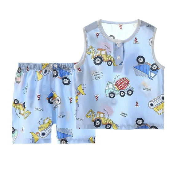 oqasdz Toddler Baby Boys Girls Pajamas Summer Sleeveless Tank Top and Shorts Soft Comfortable Homewear Loungewear Pajama Sets, Size