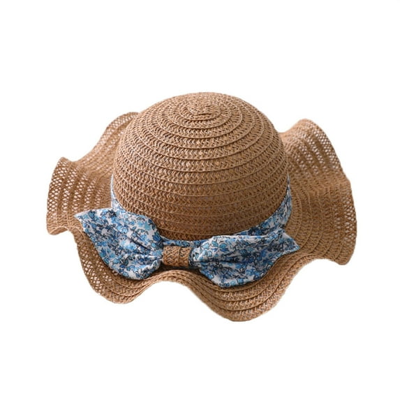 oqasdz Toddler Baby Children Straw Hat for Boys and Girls Sun Hat Bow Sun Protection Spring Summer Beach Sunhat, Size One Size