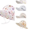 thumbnail image 1 of oqasdz Toddler Baby Girl Floral Print Sun Hat with UPF 50+ Adjustable Straps Beach Hat with Wide Brim Bucket Casual Outdoor, 1 of 4