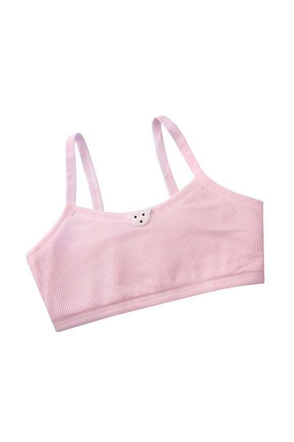 Toddler Baby Teen Girls Back Double Mesh Solid Color Bras Sports Active Comfortable Soft Bra Tops, Size 6-15 Years