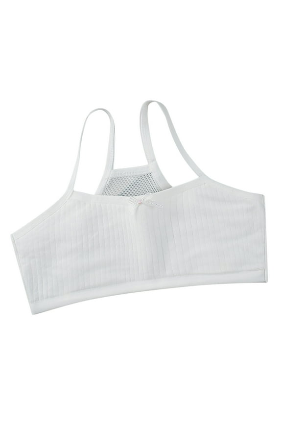 Toddler Baby Teen Girls Back Double Mesh Solid Color Bras Sports Active Comfortable Soft Bra Tops, Size 6-15 Years