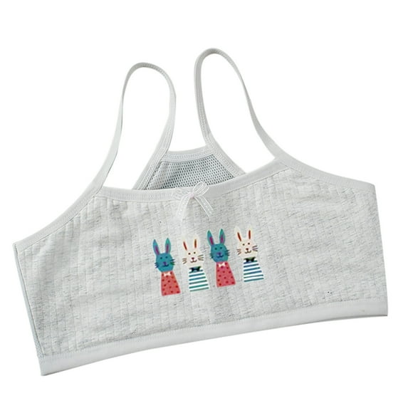 oqasdz Toddler Baby Teen Girls Back Double Mesh Solid Color Bras Sports Active Comfortable Soft Bra Tops, Size 6-15 Years
