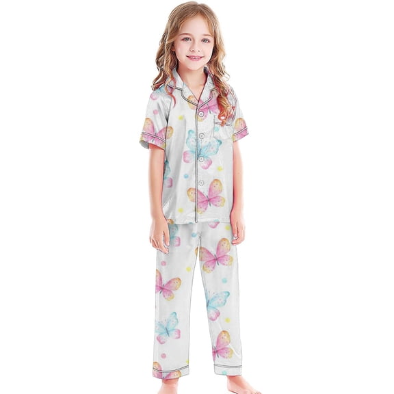 oqasdz Toddler Boy Clothes Girls Kids Fruits Printed Pajama Set Casual Loose Elastic Waist Silk Soft Loungewear Spring Fall Sleepwear /12-13 Years