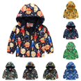 thumbnail image 1 of oqasdz Toddler Boys Hooded Zip Up Jacket Dinosaur Printing Cartoon Zipper Long Sleeve Windproof Outerwear Coat Casual Daily Wear, 1 of 4
