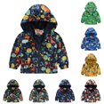 thumbnail image 1 of oqasdz Toddler Boys Hooded Zip Up Jacket Dinosaur Printing Cartoon Zipper Long Sleeve Windproof Outerwear Coat Casual Outdoor, 1 of 4