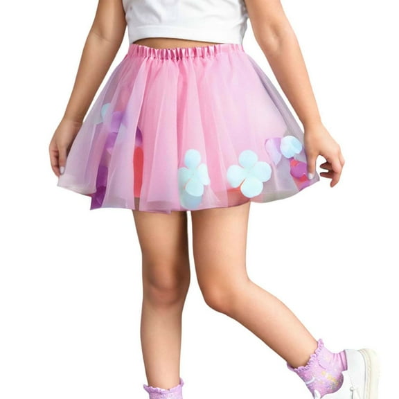 oqasdz Toddler Kids Baby Girls Dancing Princess Skirt Flowers Prints Mesh Ballet Tutu Skirts, Size 2-4 Years