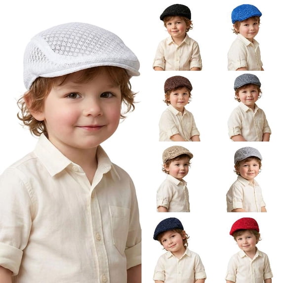 oqasdz Toddler Kids Beret Solid Color UPF 50+ Mesh Breathable Beret Cap for Boys Girls Versatile Daily Activities Casual Summer