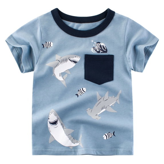 oqasdz Toddler Kids Boys T Shirts Prints Round Neck Breathable T Shirt Outdoor Play Comfortable Tee Tops, Size 6-7 Years