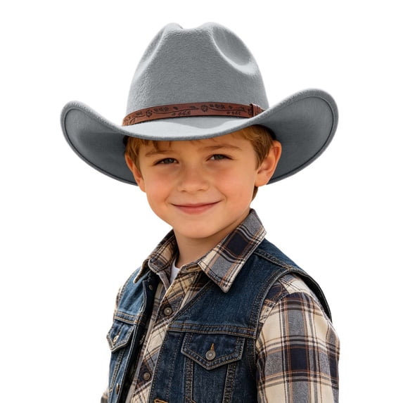 oqasdz Toddler Kids Cowboy Hat for Boys and Girls Sun Protection Dress up Hat with Buckle Belt Solid Color Headwear Casual Outdoor