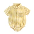 thumbnail image 1 of oqasdz Toddler Newborn Baby Bodysuit Boys Girls Short Sleeve Plaid Lapel Button Down Casual Loose Comfortable Bodysuits Size 18 M-24 M, 1 of 7