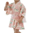 thumbnail image 1 of oqasdz Trendy Girls Outfits Sets Stylish Floral Printed Kimono Long Sleeve Set For Casual Wear For Toddler Baby/5-6 Years, 1 of 7