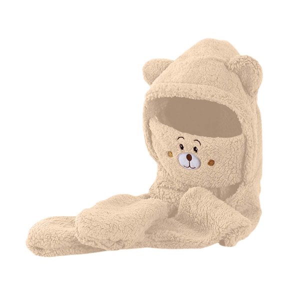 oqasdz Warm and Cute Women's Hat Scarf Gloves Set 4 Piece Fall Winter Bundle for Cold Weather Chunky Comfortable Winter Hat