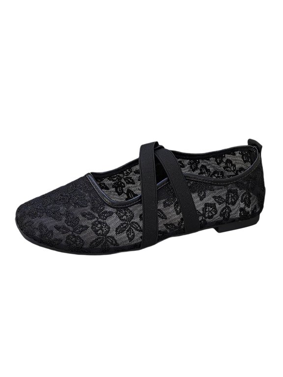 Women Casual Shoes Flat Bottom Lace Up with Open Toe Ballet Shoes Comfortable Dance Stage Performance Classic Footwear Summer Outdoor