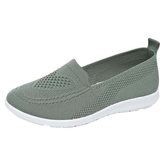 oqasdz Women Casual Shoes Plus Size Slip On Close Toe Mesh Breathable Flat Bottom Walking Shoes Solid Color Comfort Trendy Versatile Summer Outdoor