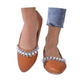 thumbnail image 1 of oqasdz Women Casual Shoes Rhinestone Pointed Flat Dressy Shoes Comfort Slip On Low Heel Party Evening Wedding Solid Color Ballet Shoes Outdoor Summer, 1 of 7