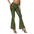 thumbnail image 1 of oqasdz Women Flared Leg Pants Sequined Scale Design Casual Trousers Slim Fit Comfortable Elastic Waistband Stretch Streetwear, 1 of 3