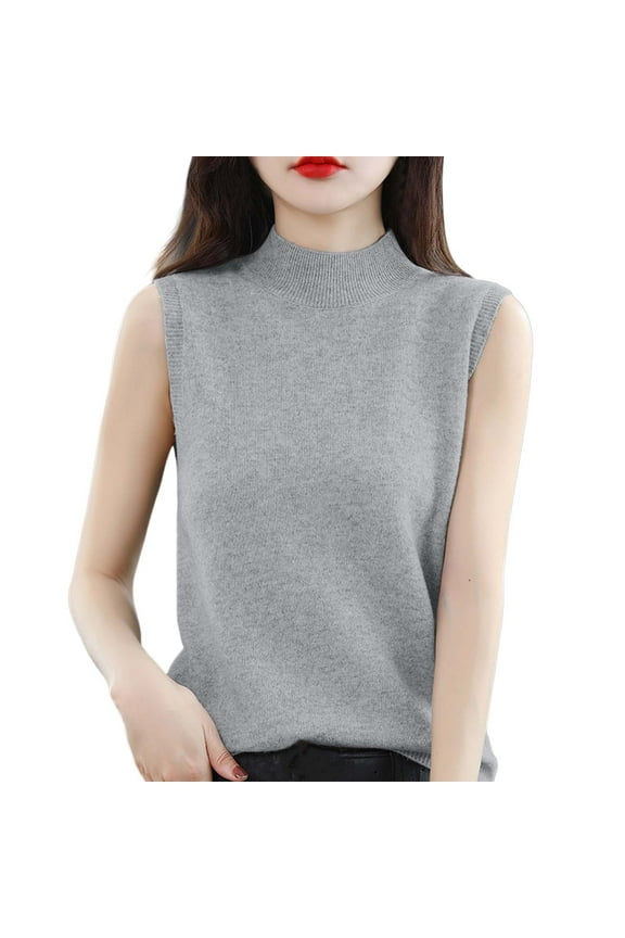 Women Sweaters Half Turtleneck Vest Sleeveless Solid Color Thermal Underwear Bottoming Shirt Fall Winter Warm Casual Versatile