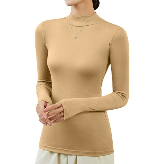 oqasdz Women Sweaters Turtleneck Long Sleeve Tight Thermal Top Slim Fit Basic Tops Warm Pullover Undershirt Elegant Casual Versatile