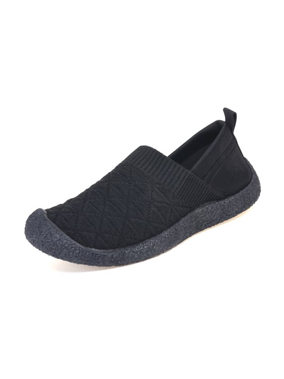 Women's Casual Shoes Effortless Slip On Soft Sole Solid Color Walking Shoes for Lightweight Breathable Knit Upper Sneakers Summer Outdoor