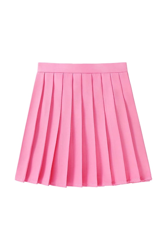Women's Casual Solid Color Elastic Waist Pleated Skirt Versatile Soft Mini Skirts for Women Work Study Party Dance Daily Wear