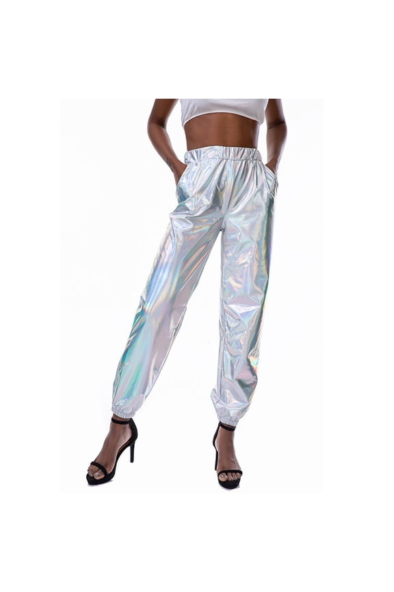 Women's Casual Street Hop Party Sparkly Fancy Pants with Pockets Festival Stage Show Night Out Versatile Summer Dailywear