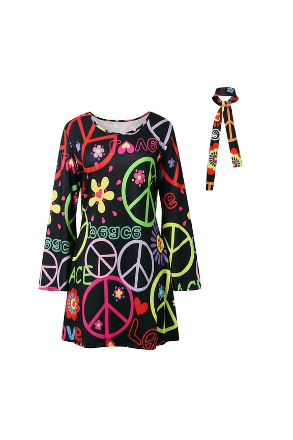 Women's Dresses 80s Hippie Disco Dance Outfit Vintage Long Sleeve Mini Dress Night Out Versatile Stylish Dailywear