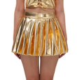 thumbnail image 1 of oqasdz Women's Fashion Solid Color Dazzling Leather Pleated A Line Skirt Stage Nightclub High Waist Fashion Slim Loose Short Skirt, 1 of 3