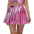 thumbnail image 1 of oqasdz Women's Fashion Solid Color Dazzling Leather Pleated A Line Skirt Stage Nightclub High Waist Fashion Slim Loose Short Skirt, 1 of 3